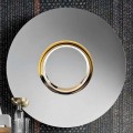Rundt design vægspejl i gyldent metal, luksus lavet i Italien - Merale