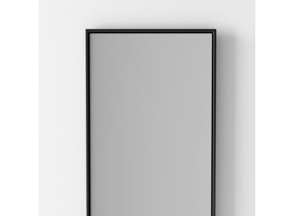 Baggrundsbelyst rektangulært vægspejl med sort ramme lavet i Italien - Riflessi Viadurini