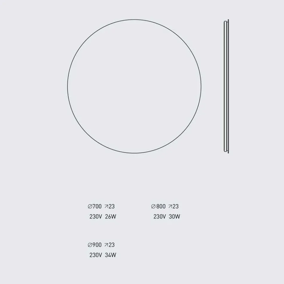 Rundt bagbelyst vægspejl med LED Made in Italy - Ronda Viadurini