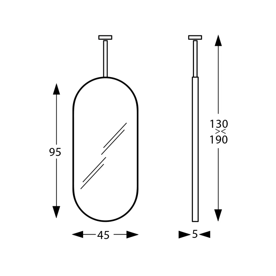 Hængende metalspejl med valgfrit lys lavet i Italien - Amadeus Viadurini