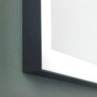 Vægbadeværelsesspejl med sort metalramme og LED Made in Italy - Chebeo Viadurini