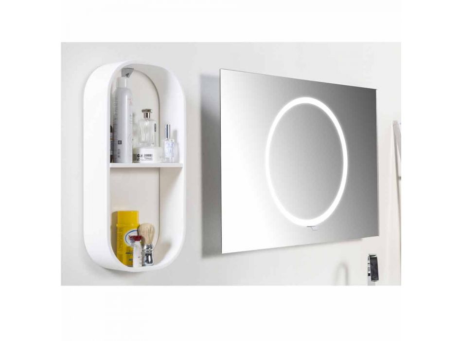 Vægbadeværelsesspejl med LED-belysning - Dotta Viadurini