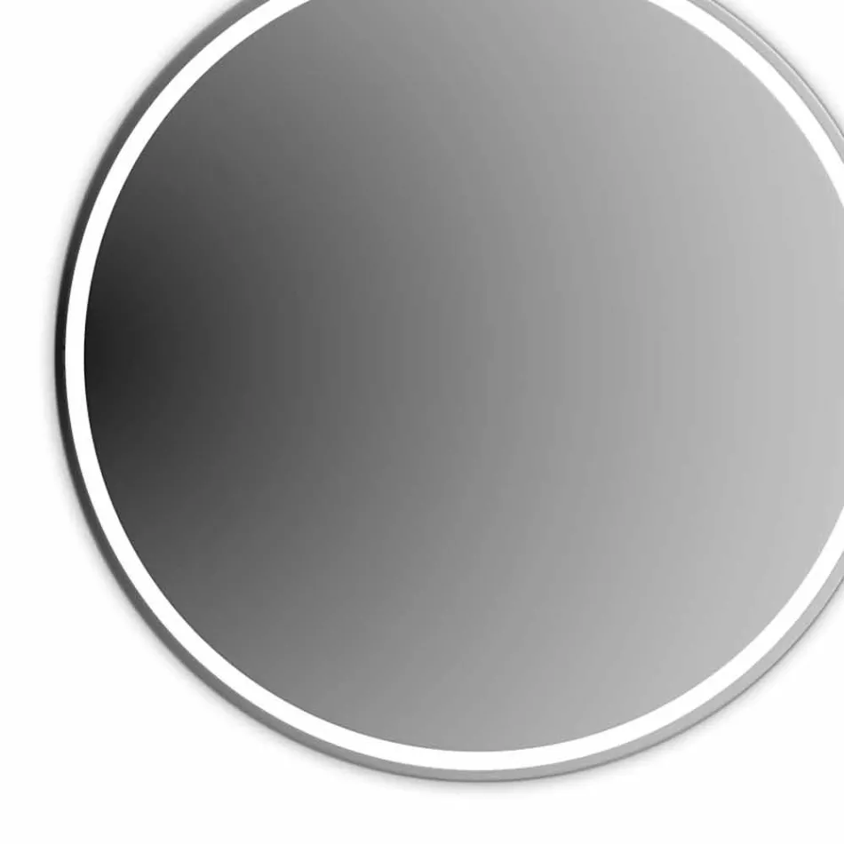 Rundt baggrundsbelyst spejl med sandblæsning Made in Italy - Ranio Viadurini