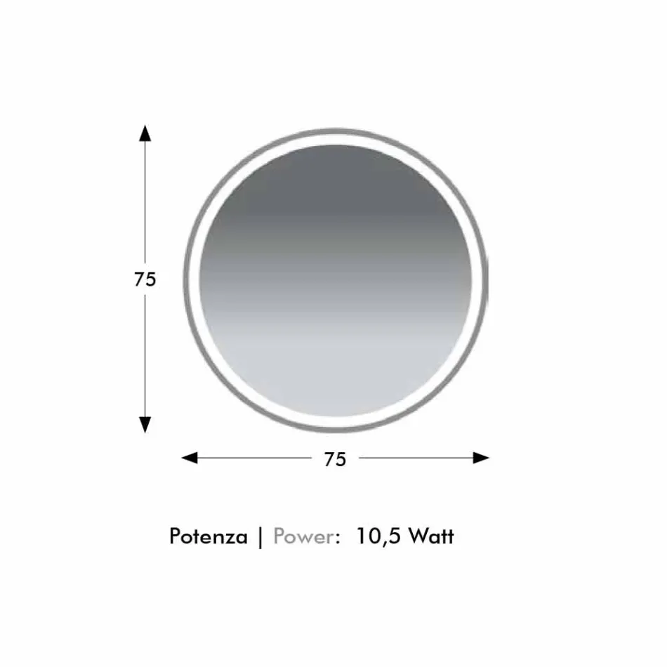 Rundt baggrundsbelyst spejl med sandblæsning Made in Italy - Ranio Viadurini
