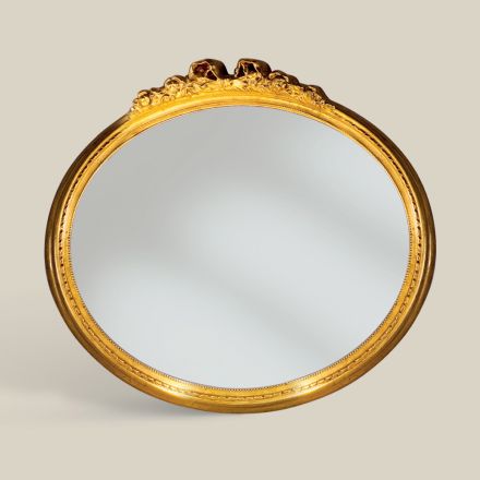 Klassisk ovalt spejl med guldbladsramme lavet i Italien - ædle Viadurini