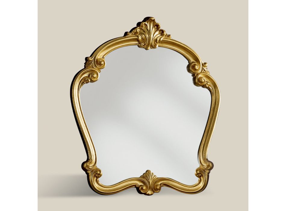 Klassisk formet spejl med bladguldramme lavet i Italien - Madalina Viadurini