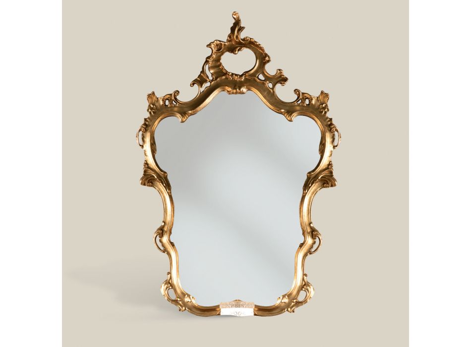 Klassisk formet spejl med guldbladsramme lavet i Italien - ædle Viadurini
