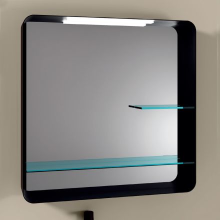 Spejl med metalramme og 2 glashylder lavet i Italien - William Viadurini