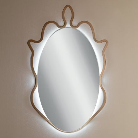 Spejl med metalramme og integrerede LED'er Made in Italy - Leonardo Viadurini