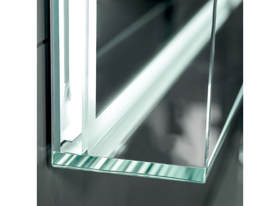 Spejl med integreret lys og krystalramme lavet i Italien - Isaac Viadurini