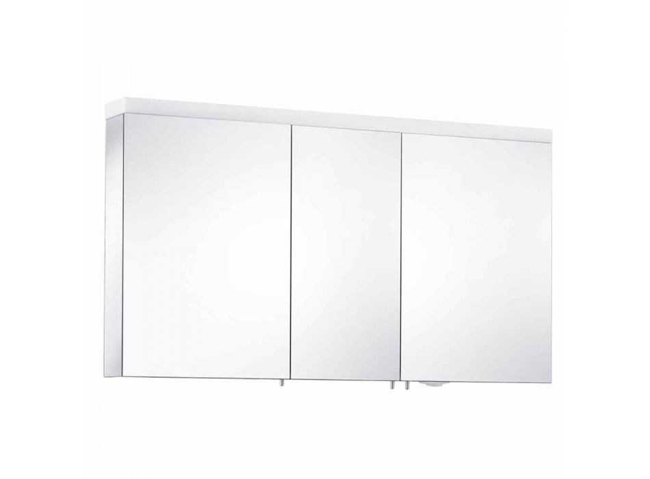 3 dørs vægopbevaringsspejl i sølvlakeret aluminium - Alfio Viadurini