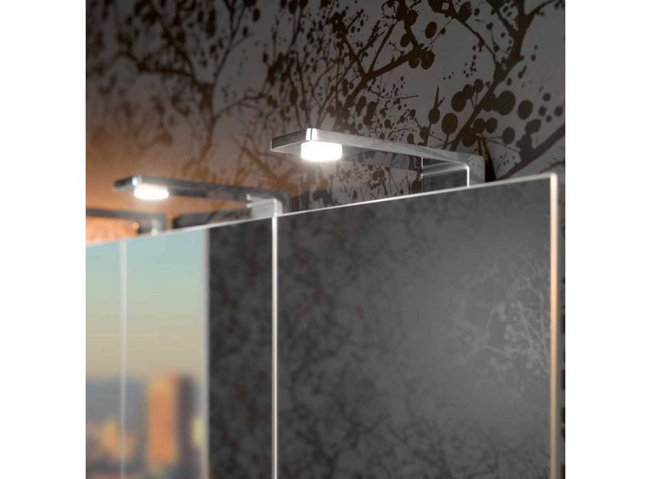 Spejlbeholder med 4 krystaldøre med 12 hylder og 4 LED-lys - Maxi Viadurini