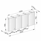 Spejlbeholder med 4 krystaldøre med 12 hylder og 4 LED-lys - Maxi Viadurini
