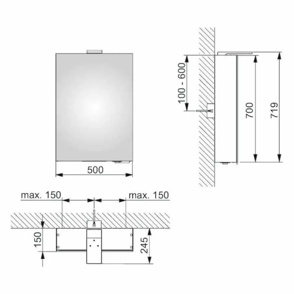 Vægopbevaringsspejl med hængslet dør og LED-belysning - skralde Viadurini