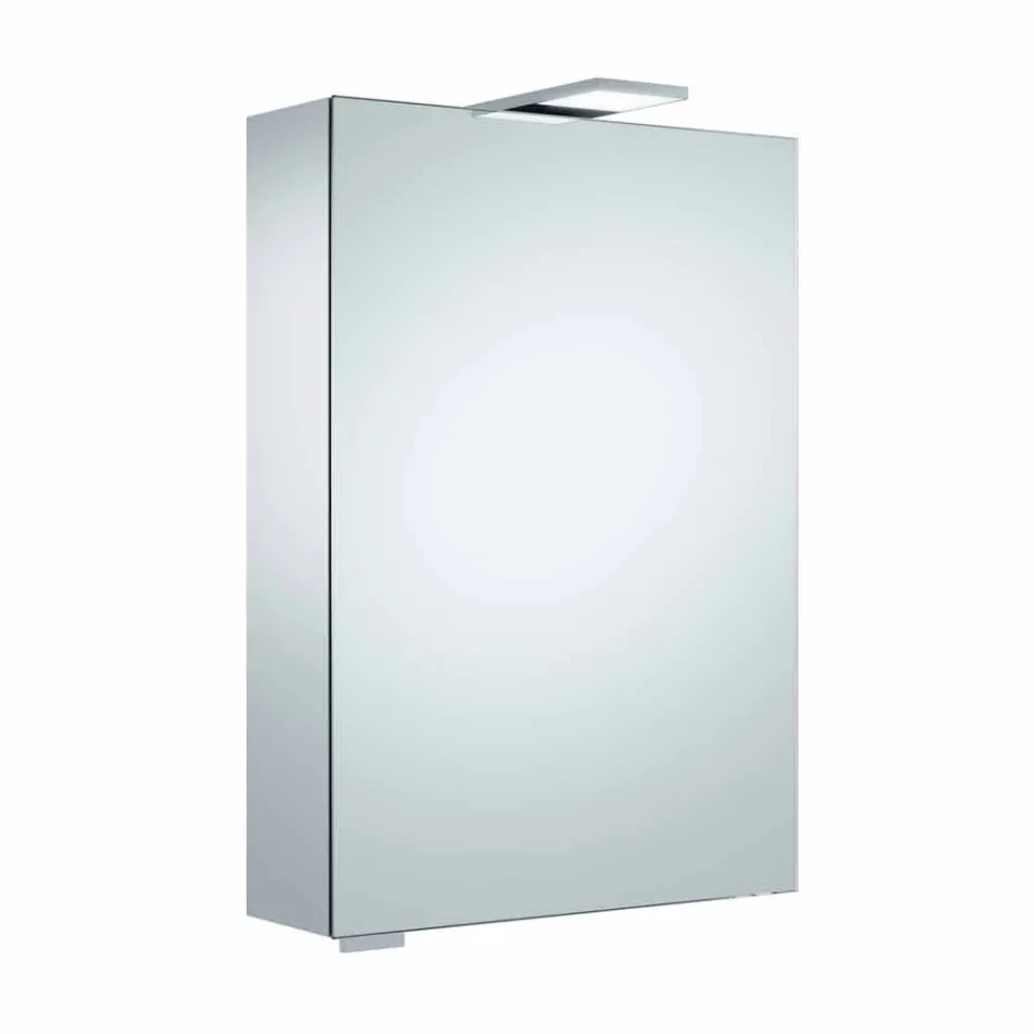 Vægopbevaringsspejl med hængslet dør og LED-belysning - skralde Viadurini