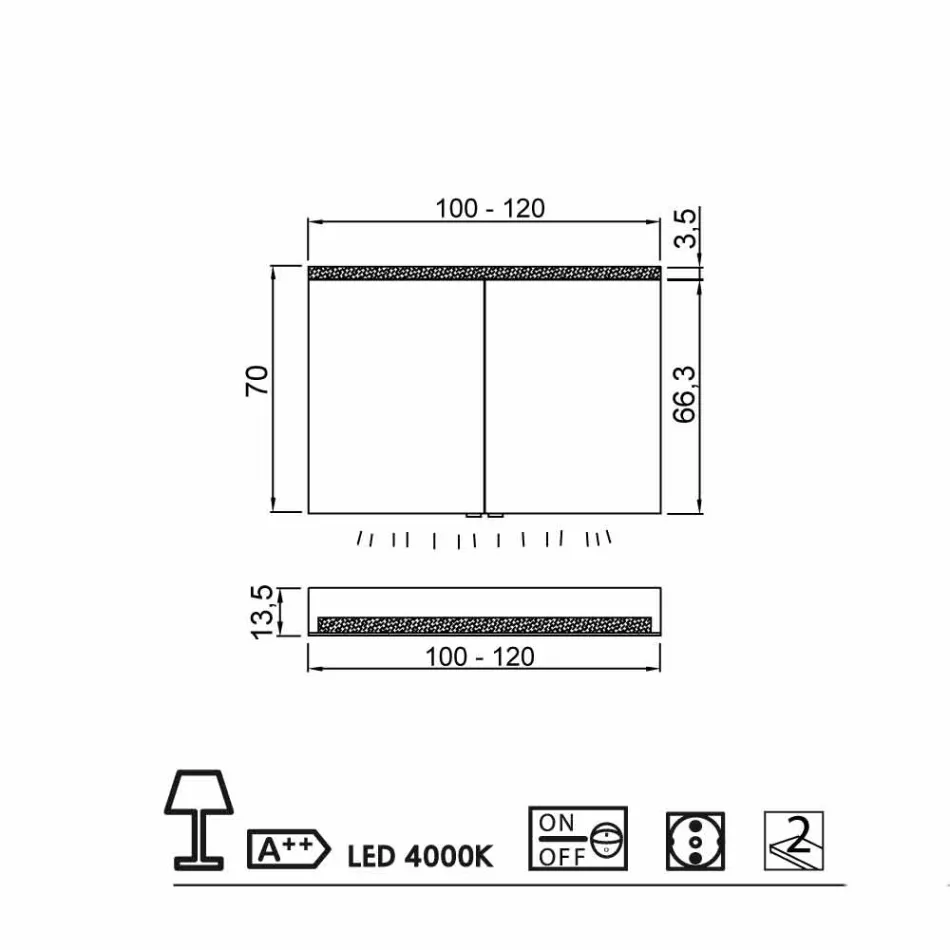 Spejlskab med LED bad med 2 døre, moderne design, Carol Viadurini