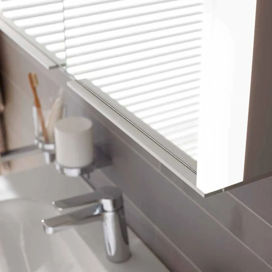 Moderne forsænket spejlskab i sølvlakeret aluminium - dæmon Viadurini