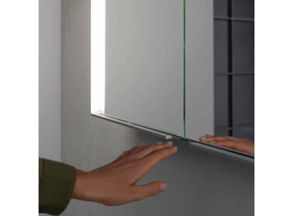 Vægspejl i aluminium med LED-belysning - dæmon Viadurini