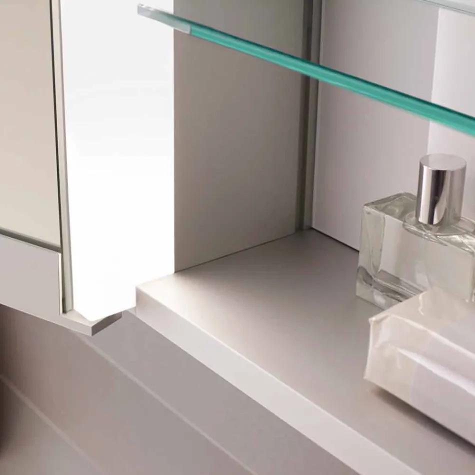 Vægspejl i aluminium med LED-belysning - dæmon Viadurini