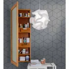 Opbevaringsspejl i teaktræ med hylder og indvendige skuffer - Ralio Viadurini