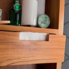 Opbevaringsspejl i teaktræ med hylder og indvendige skuffer - Ralio Viadurini