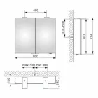 Moderne vægopbevaringsspejl med 2 døre og LED-belysning - skralde Viadurini