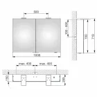 Moderne vægopbevaringsspejl med 2 døre og LED-belysning - skralde Viadurini
