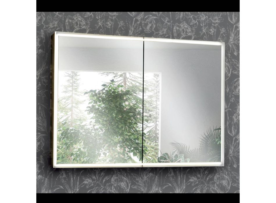 Træspejlbeholder med dobbelt spejl og lys Made in Italy - Darwin Viadurini