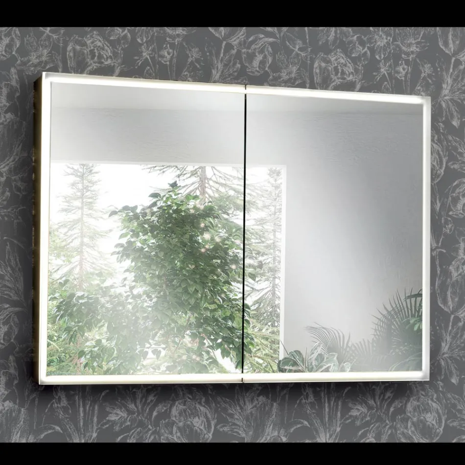 Træspejlbeholder med dobbelt spejl og lys Made in Italy - Darwin Viadurini