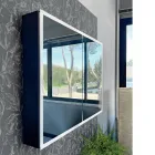 Træspejlbeholder med dobbelt spejl og lys Made in Italy - Darwin Viadurini