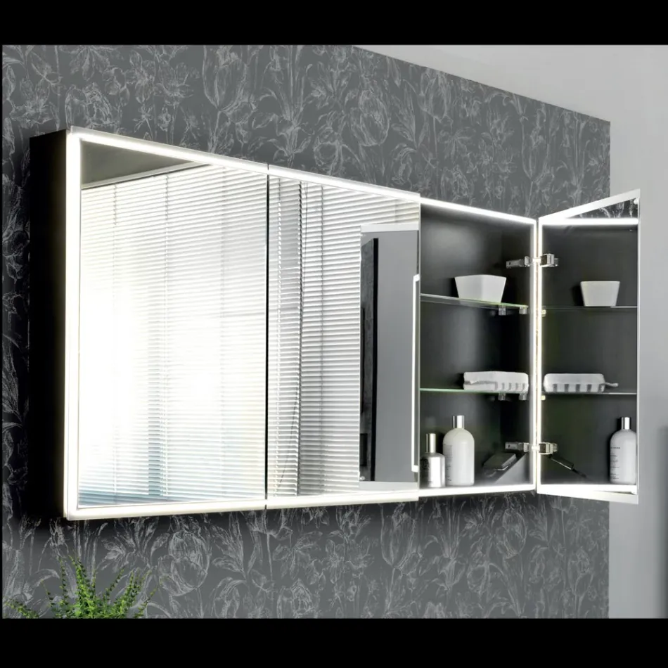 Træspejlbeholder med dobbelt spejl og lys Made in Italy - Darwin Viadurini