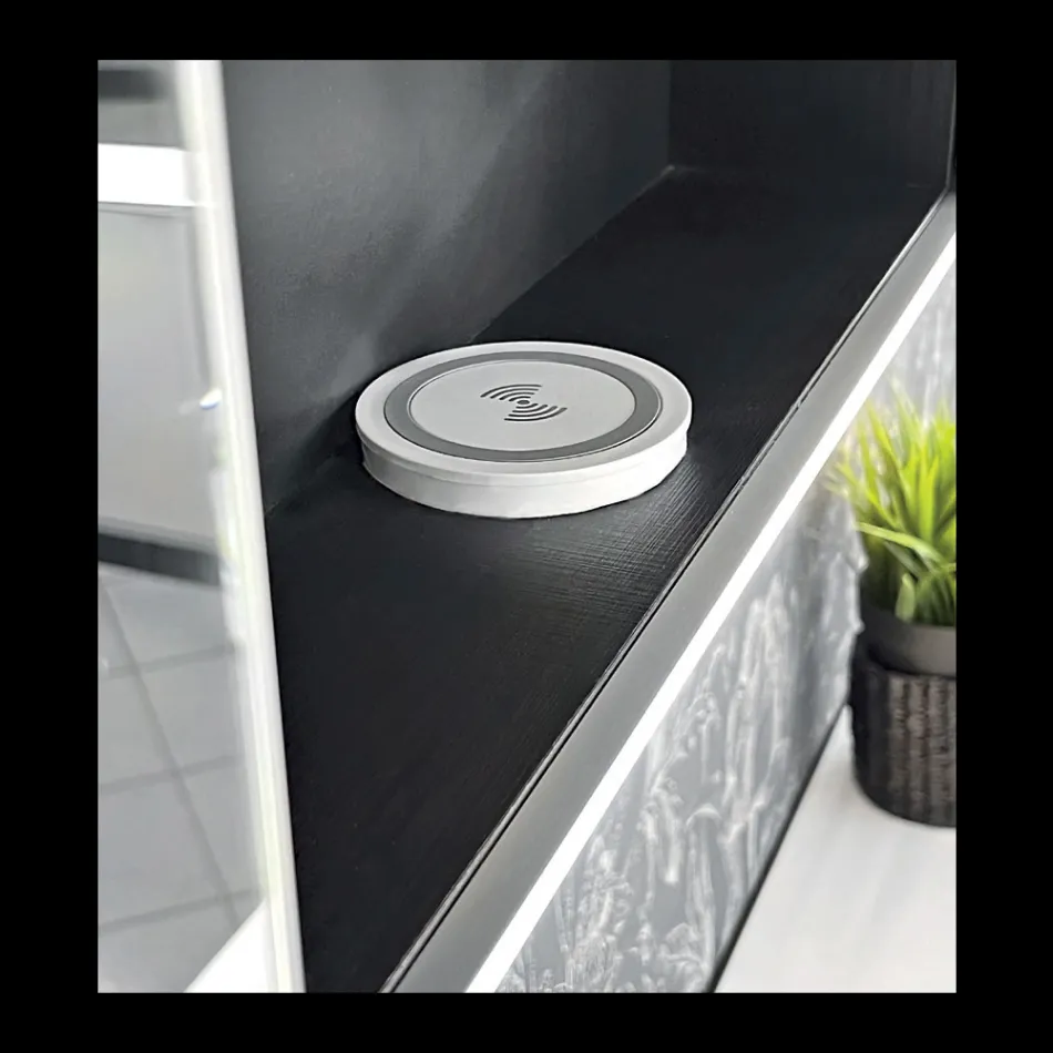 Træspejlbeholder med dobbelt spejl og lys Made in Italy - Darwin Viadurini