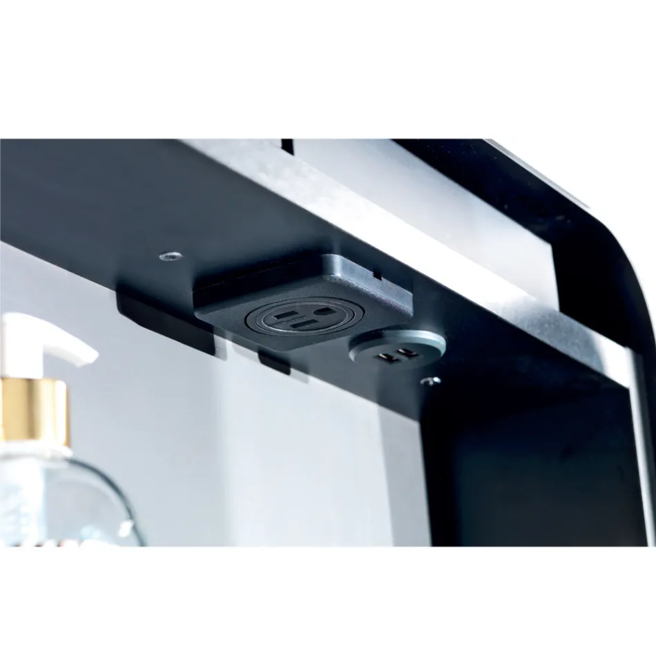 Metal spejlbeholder med dobbelt spejldør og lys Made in Italy - Jane Viadurini