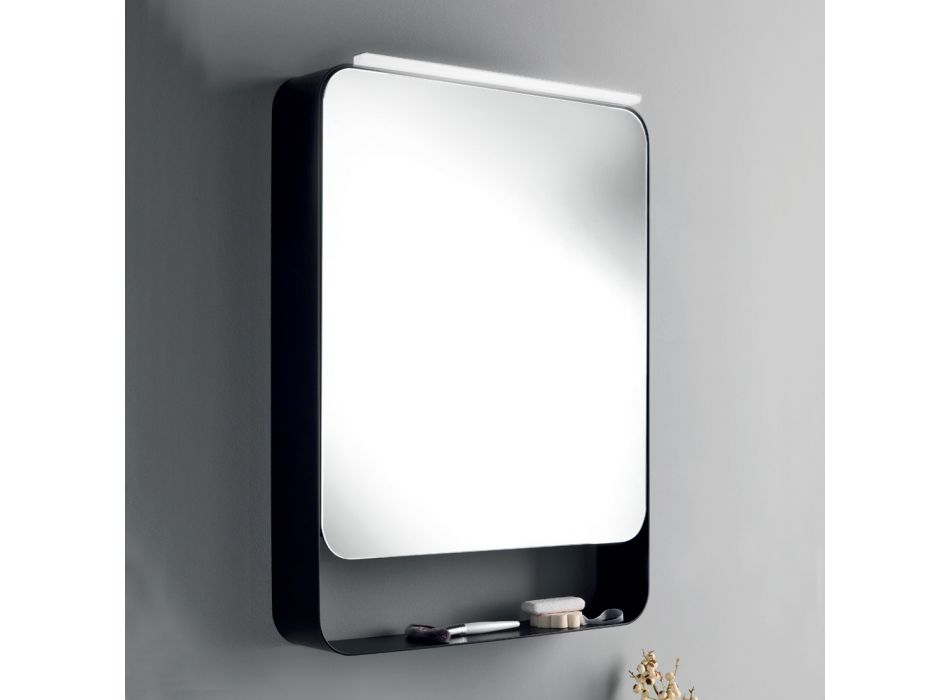 Metal spejlbeholder med dobbelt spejldør og lys Made in Italy - Jane Viadurini