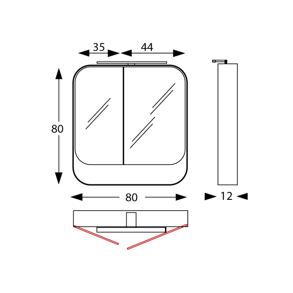 Metal spejlbeholder med dobbelte spejldøre og lys lavet i Italien - Galileo Viadurini