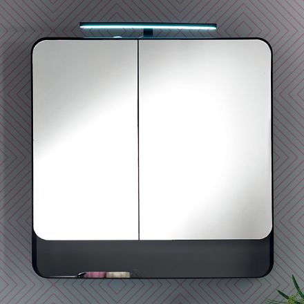Metal spejlbeholder med dobbelte spejldøre og lys lavet i Italien - Galileo Viadurini