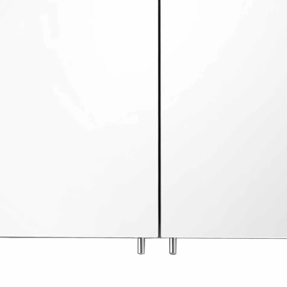 Moderne containerspejl med 2 døre i sølvlakeret aluminium - Alfio Viadurini