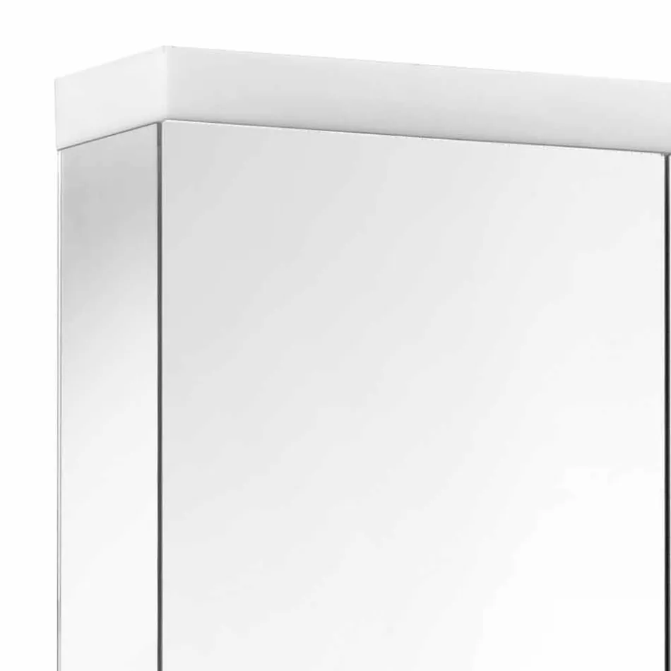 Moderne containerspejl med 2 døre i sølvlakeret aluminium - Alfio Viadurini