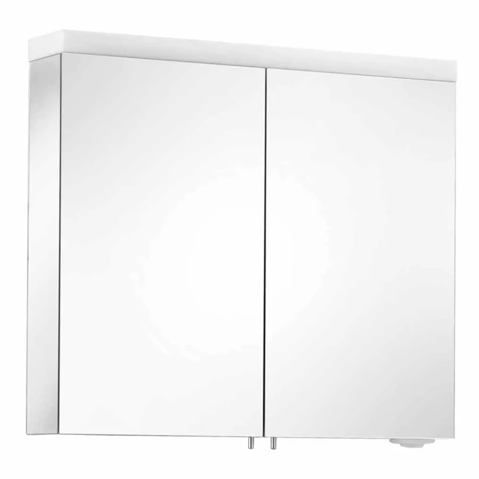 Moderne containerspejl med 2 døre i sølvlakeret aluminium - Alfio Viadurini