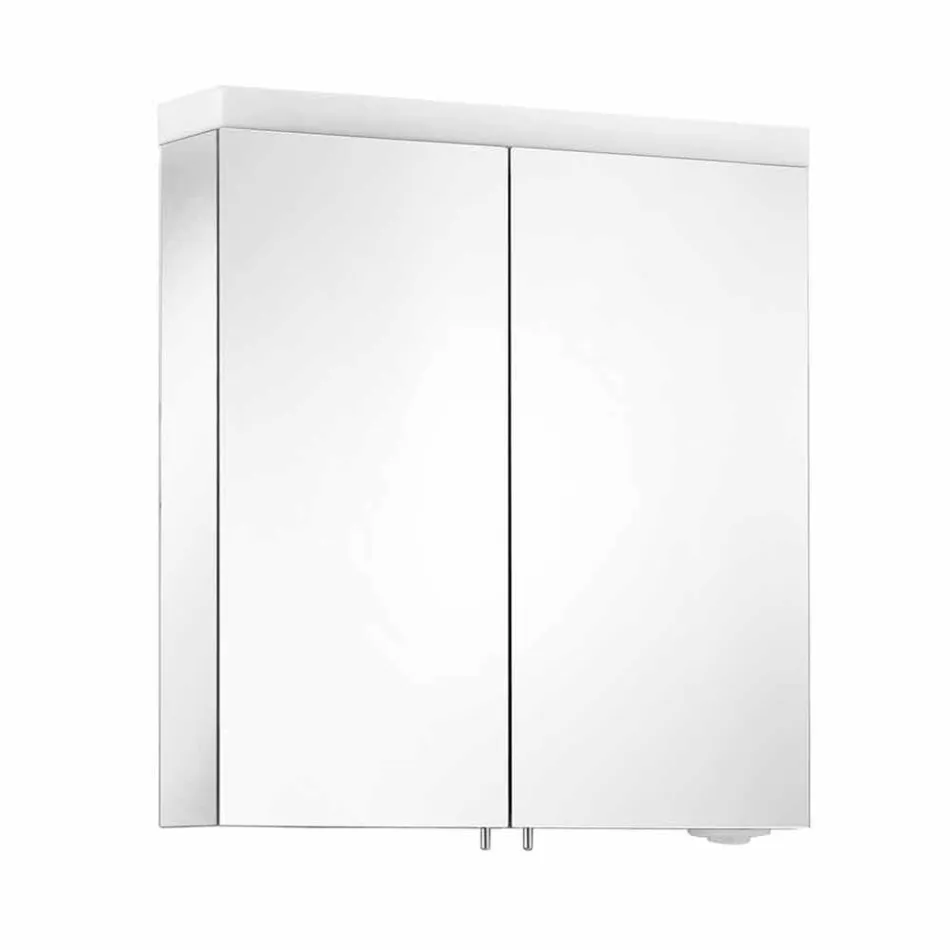 Moderne containerspejl med 2 døre i sølvlakeret aluminium - Alfio Viadurini