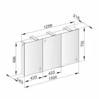 Moderne containerspejl med 3 krystaldøre og 3 LED-lys - Maxi Viadurini