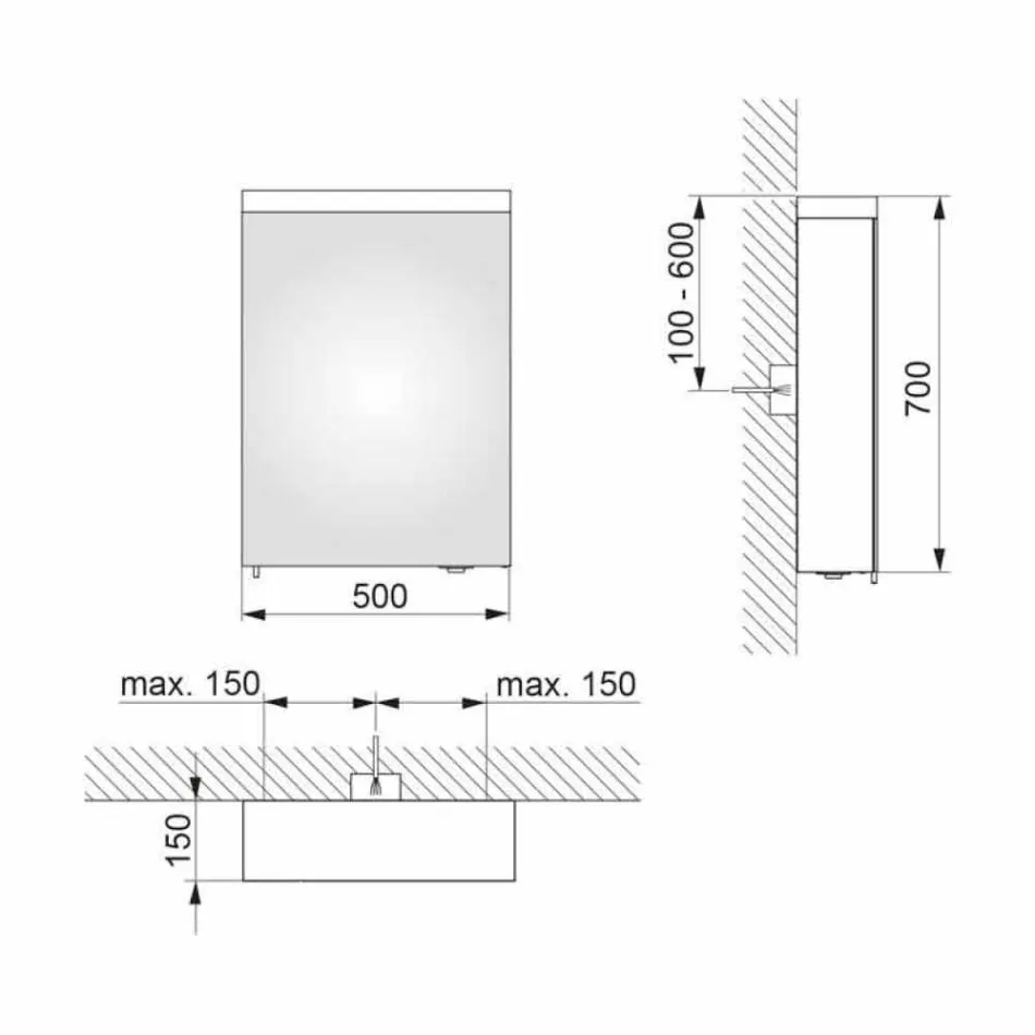 Moderne containerspejl med hængslet dør og LED-belysning - Alfio Viadurini