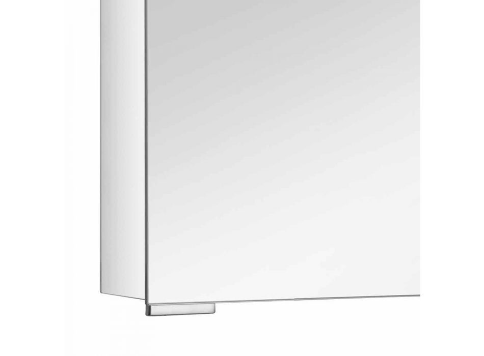 Moderne opbevaringsspejl med krystaldør og detaljer i krom - Maxi Viadurini