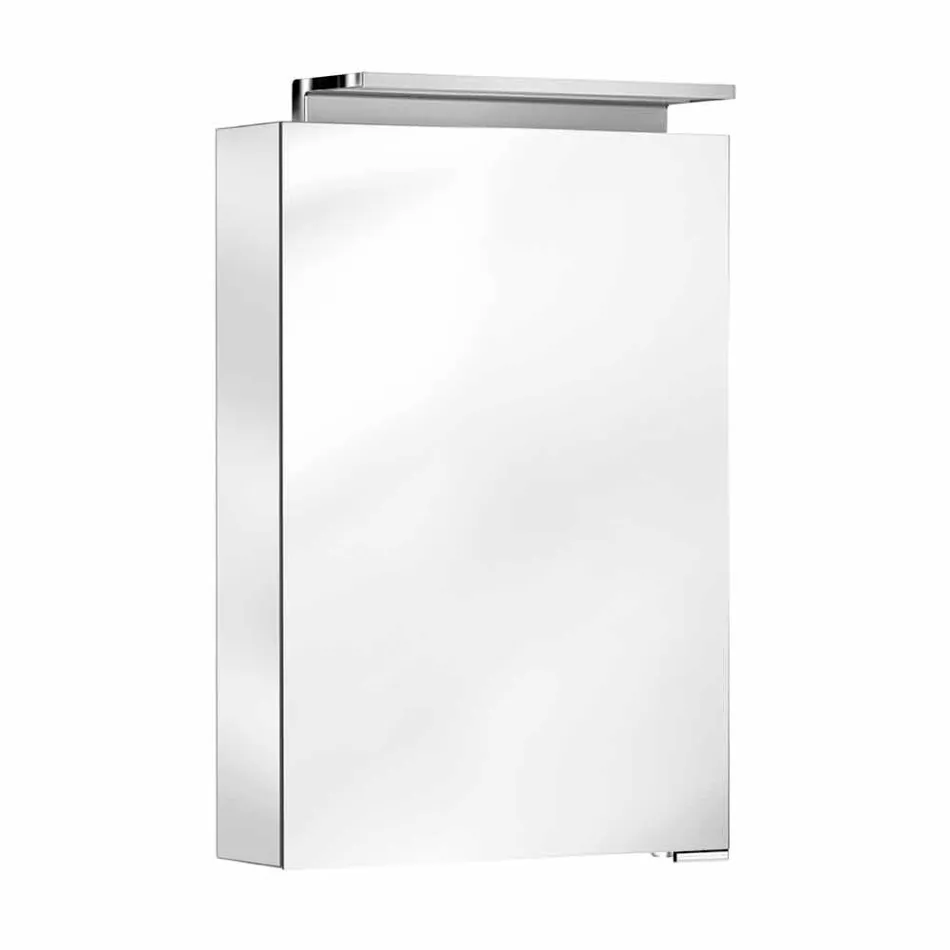 Moderne opbevaringsspejl med krystalhylder og LED-lys - Bramo Viadurini