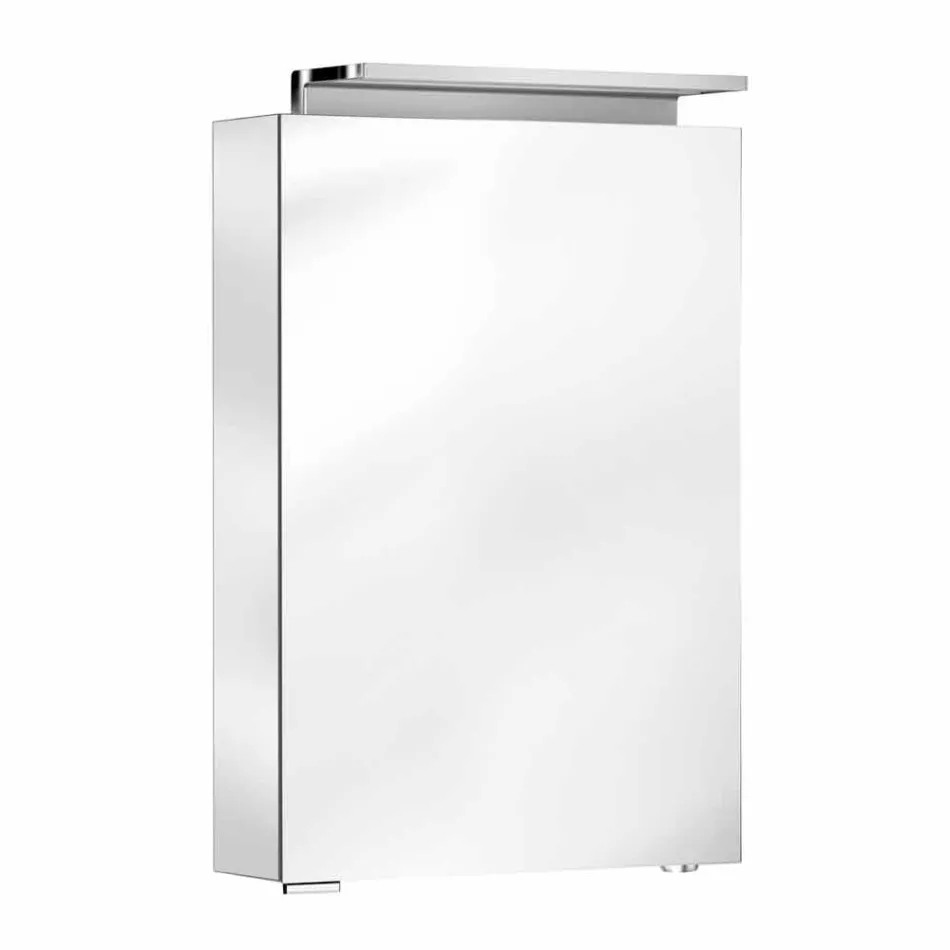 Moderne opbevaringsspejl med krystalhylder og LED-lys - Bramo Viadurini