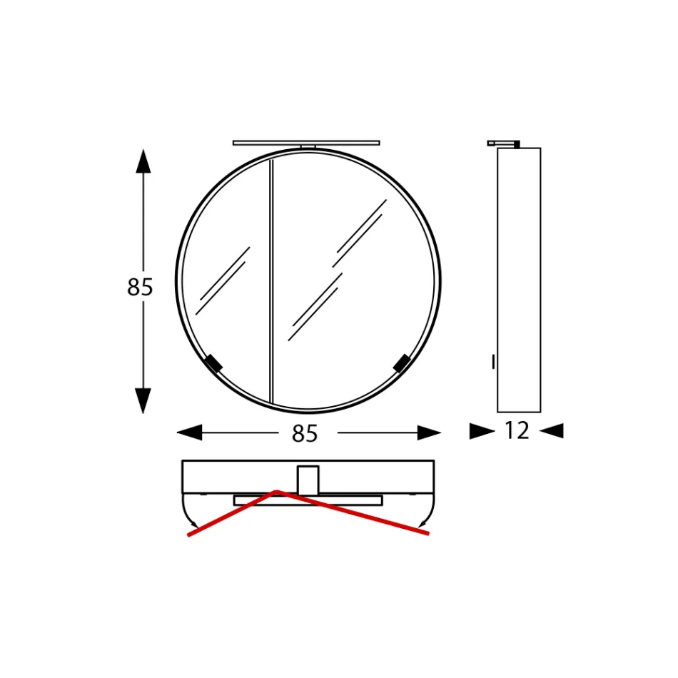 Rund metal spejlbeholder med dobbelt spejl lavet i Italien - Charles Viadurini