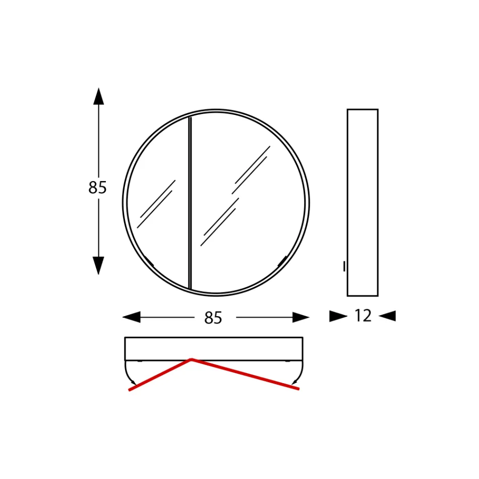 Rund metal spejlbeholder med dobbelt spejl lavet i Italien - Charles Viadurini