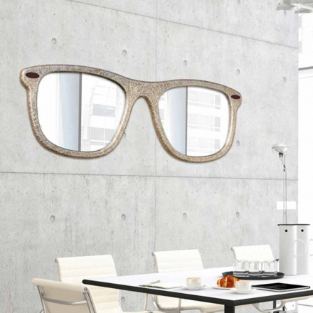 Vægmonteret møbelspejl i form af hånddekorerede briller Viadurini