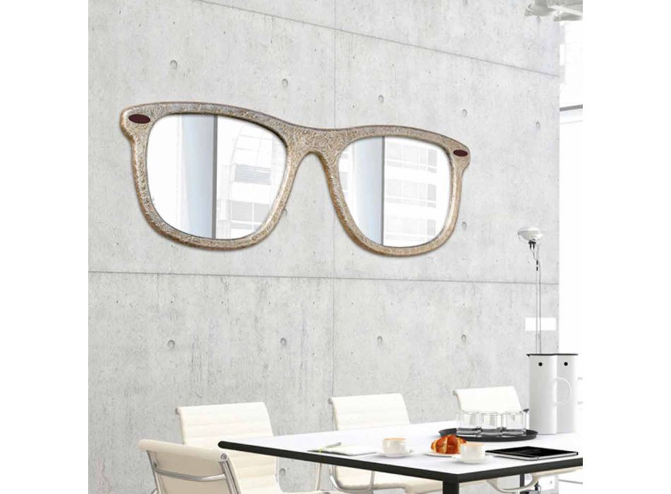 Vægmonteret møbelspejl i form af hånddekorerede briller Viadurini