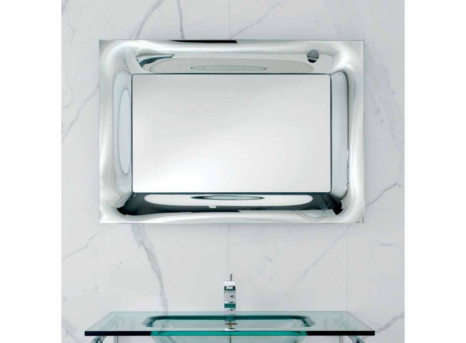 Badeværelse spejl ramme smeltet glas sølv moderne design Arin Viadurini